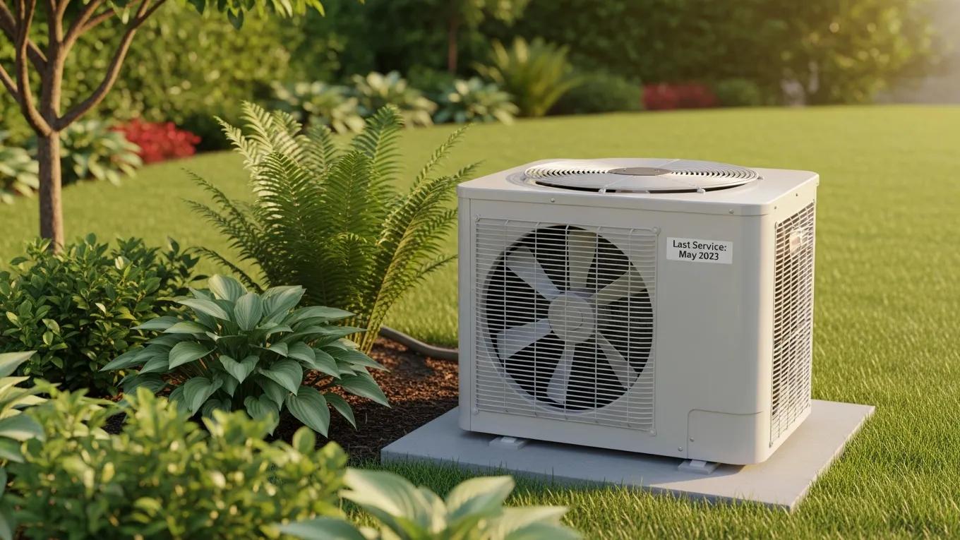 Well-maintained air conditioning unit in a backyard, representing extended lifespan through regular tune-ups