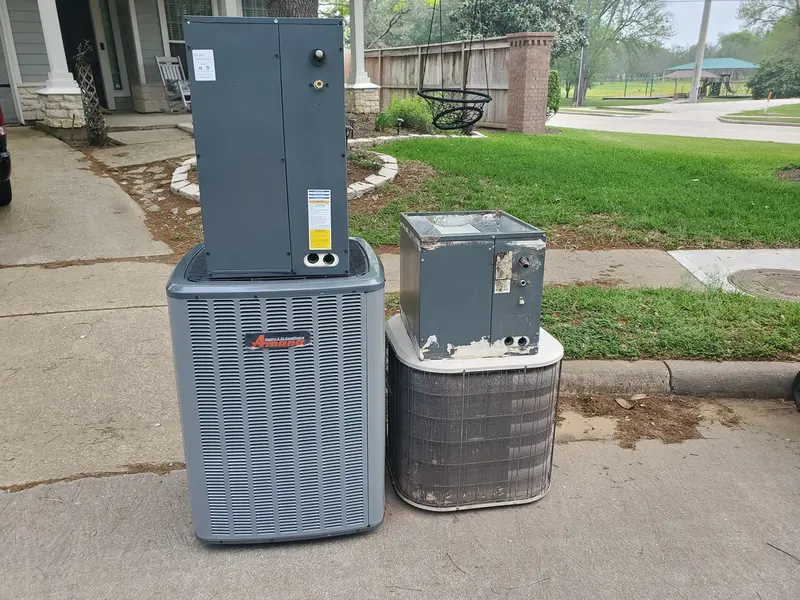 New Amana indoor and outdoor equipment staged for installation