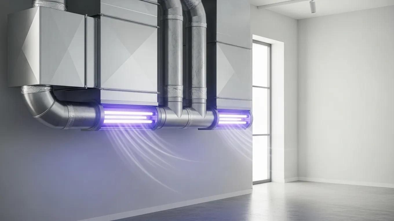 UV light air purifiers integrated into an HVAC system enhancing indoor air quality