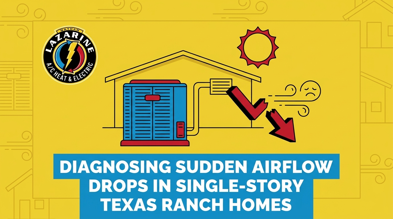 Diagnosing Sudden Airflow Drops in Single-Story Texas Ranch Homes — featured image